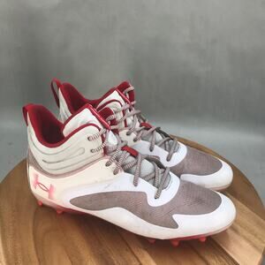 Under Armour Command MC Football Cleats Mens 13.5 White Red Lace‎ Up Mid Top
